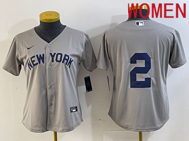 Women New York Yankees #2 No name Grey Nike Game 2024 MLB Jersey style 7->->Women Jersey